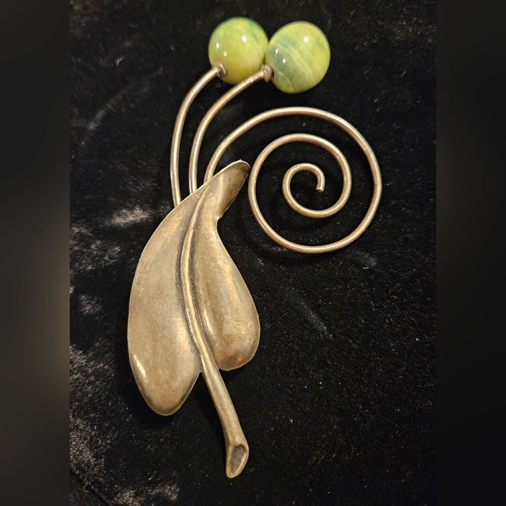 Vintage Sterling Silver Leaf Brooch Pin Mexico Very Rare!